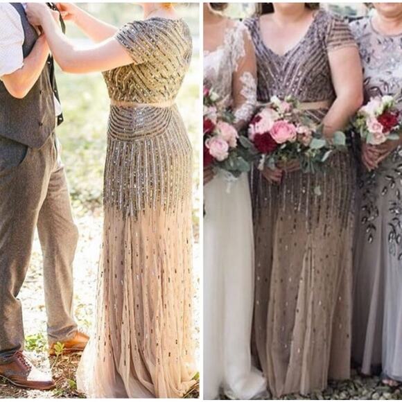 ADRIANNA PAPELL DRESS GOWN MOTHER OF THE BRIDE EVENING FORMAL WEDDING GUEST - Picture 5 of 16